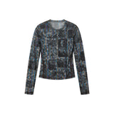 Printed slim-fitting cropped ultra-thin mesh skin garment