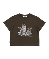 ファーエバーフレンドクロップ T シャツ (ブラウン)