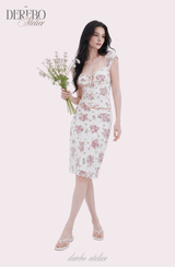 Antique Floral Perfume Skirt Two-Piece Set (blouse+skirt set)