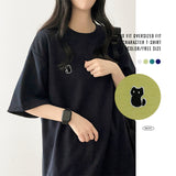 Cats embroidered short-sleeved T-shirt