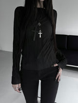 minimal pleated long sleeve T (3color)