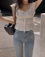 Zeble embroidered frill blouse