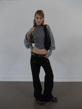 SUEDE STUDDED SHOULDER BAG / BLACK