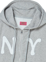 NY APLIQUE SS HOOD ZIP UP GREY