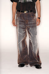 【Keshi】NEVADA BLAZING WASHED BAGGY DENIM JEANS 