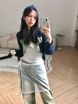 Marco crop knit zip up