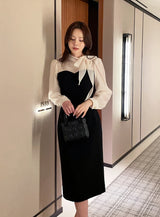 26SS★ メラージュシフォンカラータイHラインワンピース