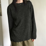 シクダメージラウンドルーズフィットロングスリーブニット