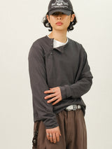 LOOR サイドヘンリーネッククロップロングスリーブ