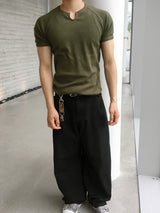 No.1810 slit waffle slim half T (5color)