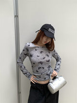 バタフライスパンデックス長袖Tシャツ