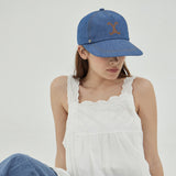 VA Curved Denim Stitch Detail 5Panel Ball Cap / Lightindigo