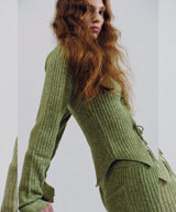 ASYMMETRIC COLOR KNIT CARDIGAN