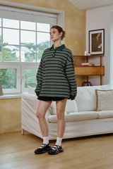 ARETE STRIPE OVERFIT COLLAR T-SHIRT / GREEN