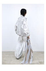 RELABEL (Daylight Fade) デタッチャブルクロスパネルストライプパッチワークディストレスハンドステッチヘビーダーティウォッシュバスルームトラウザーズ