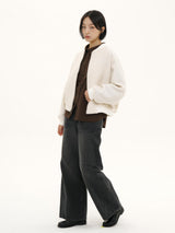 BLACK DENIM WIDE JEANS