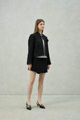 AGLOW TWEED SKIRT PANTS / BLACK