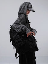 (UNISEX) ダイメッシュフードジップアップニット
