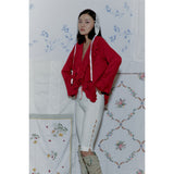 HIPPIE RUFFLE CARDIGAN_RED