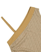 Detachable Sleeve One Shoulder Top _ BEIGE
