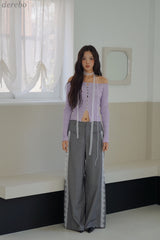 lace pocket wide slacks