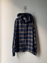 Retro Vintage Check Hooded Shirt 2C