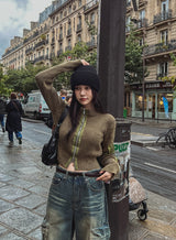 y2k Pocket Two-Way Knit Zip-Up