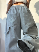 SUNNY SIDE UP☀CARPENTER TWO PINTUCK PARACHUTE BALLOON SWEAT PANTS 🖤🤍🩶3COLOR