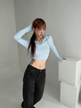 BLACK STRIPE WASHING DENIM PANTS