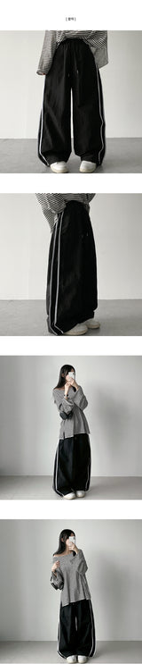 Tyrone two-line nylon wide pants