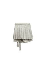 CLASSY HERRINGBONE WOOL SKIRT PANTS / IVORY