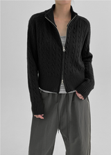 [MADE] Basie Cable Knit Zip-up