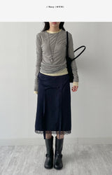 Fold Satin Lace Skirt