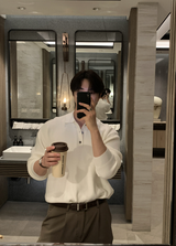 スライグハチボタンカラーネックニット