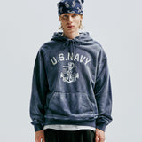USN VTG DYEING HOODIE DUSTY NAVY