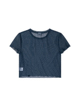 MESH CHECK CROP TEE (BLUE)