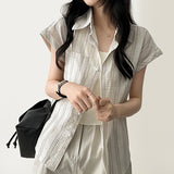 Bronze stripe roll-up short sleeve shirt
