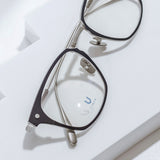 Knouun Square titanium glasses CODE. 104. A Navy N Silver