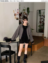 Muse Border Pattern Loose Knit 2WAY Hood Zip-up (2color)