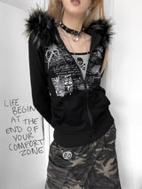 Fur Collar Zipper Hoodie