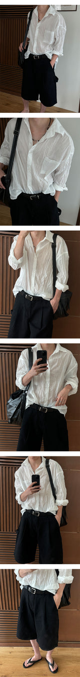 [Unisex] リンクルオーバーフィットシャツ(2color)