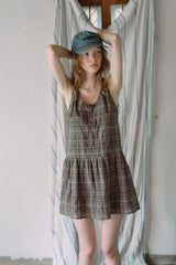 T/T Peony check one-piece (brown)