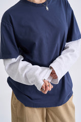 Waffle damage layered long sleeve