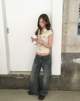 Lowrise tan straight denim pants