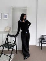 Troye Strap Point Semi-Formal Wide Long Pants (3 Colors)