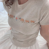 カピバラケーキTシャツ (グレー)