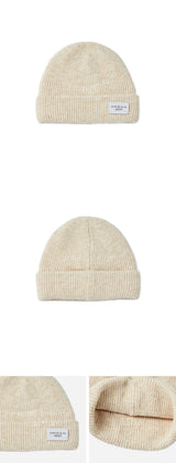 24FW BASIC LOGO LABEL POINT BEANIE BEIGE