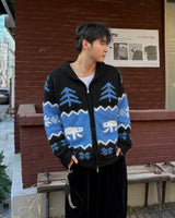 Winter wool knit zip-up
