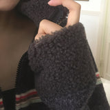 Hapip Fur Color Stripe Zip-Up