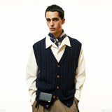 sunday cable knit vest cardigan navy